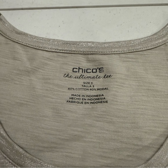 NWT Chico’s Ultimate Tee Tank Cotton Blend Slub Silver Foil Size 16 (Chico’s 3) - Picture 7 of 9